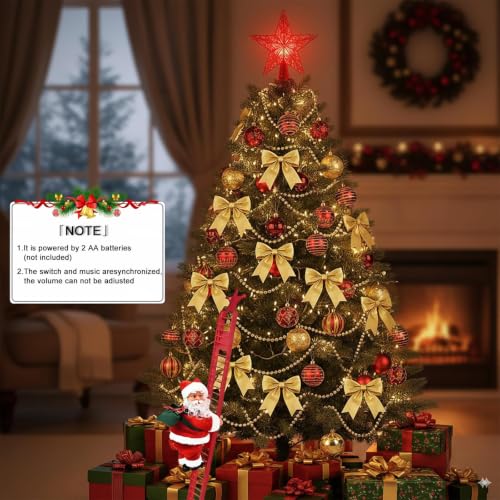 Climbing Santa Claus on Ladder - Electric Musical Christmas Decoration