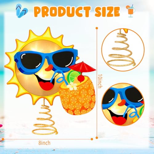 LED Lighted Wooden Summer Tree Topper (10x8 in) - Tropical Luau Party Decor