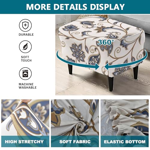 Stretch Ottoman Cover Slipcover - Rectangle 27-35" - Soft, Non-Slip Furniture Protector