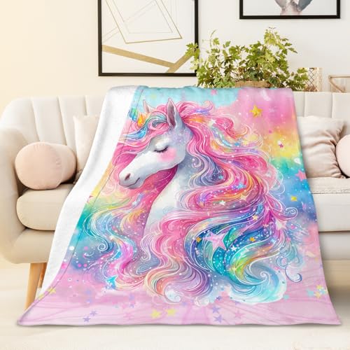 IWANGIFT Unicorn Blanket 60"x80" Throw - Lightweight Flannel Bedding, 80x60 Color 1