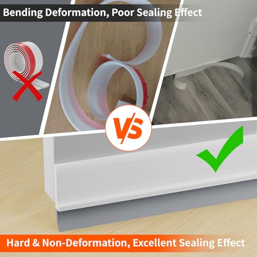 Door Draft Stopper & Door Sweep - Self-Adhesive Weather Stripping 2-Pack (72")