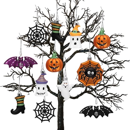 12-Piece Halloween Ornament Set - Shatterproof Hanging Tree Decorations
