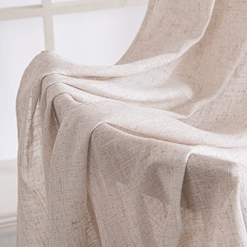 MIULEE Linen Textured Semi Sheer Curtains 52x84 Inch Rod Pocket Drapes