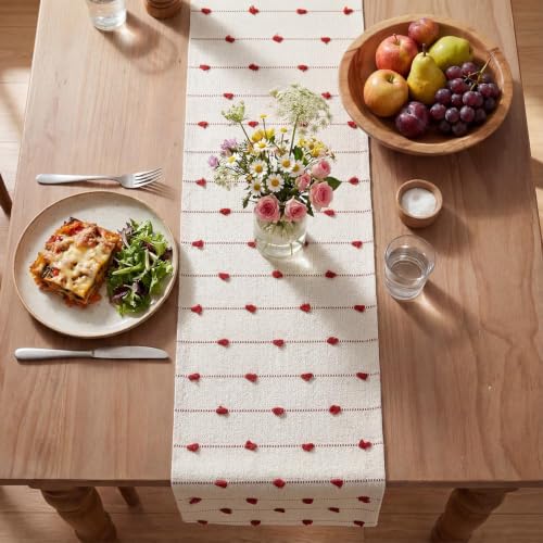 Artoid Mode Red Boho Farmhouse Cotton Table Runner, 12x72 Inch