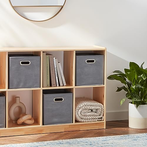 Collapsible Fabric Cube Storage Bins with Handles Light Grey 6-Pack 10.5 Inch