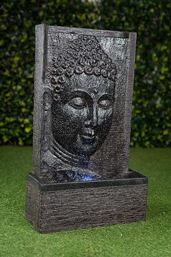 32-Inch Buddha Wall Fountain with LED Lights for Indoor and Outdoor Use