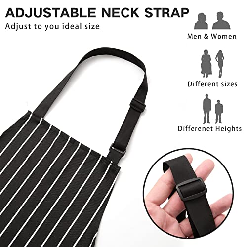 2-Pack Adjustable Bib Apron with Pockets - Kitchen Cooking Aprons