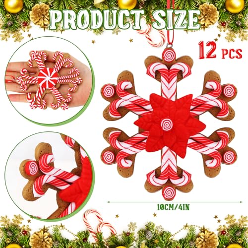 Zeyune Red & White Christmas Peppermint Snowflake Ornaments Set - 12 Pack