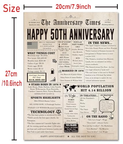 Jumbo 50th Anniversary Greeting Card - Large 10.6 x 7.9 Inch Keepsake