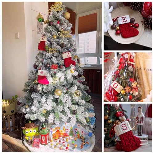 Personalized Cable Knit Mini Christmas Stocking with Monogram Letter - 8.5 Inch