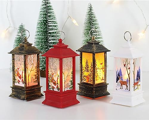 Santa Claus LED Christmas Lantern - Bronze Flame Effect Decorative Lamp