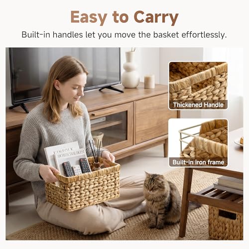 Wicker Storage Baskets for Shelves 2-Pack Woven Pantry Organizers