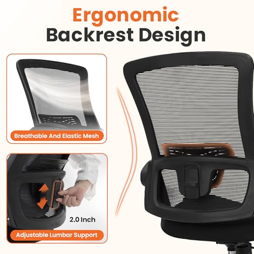 Ergonomic High Back Mesh Office Desk Chair with Adjustable Lumbar Support