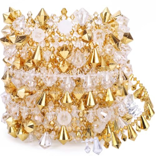 Aoriher 4 Rolls 160ft Christmas Bead Garland Gold & Clear Holiday Decor