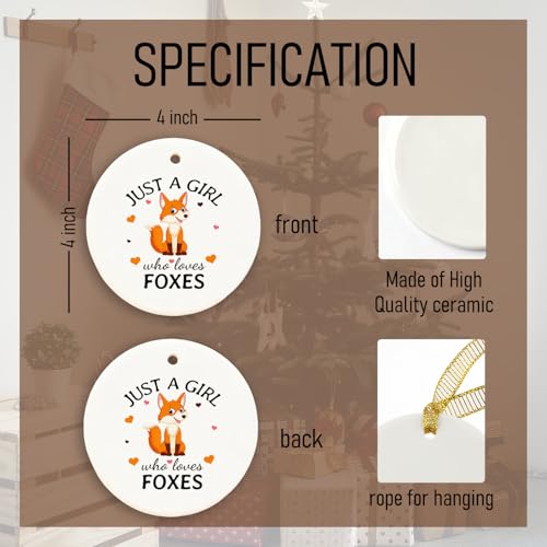 Mancheng-zi Fox Christmas Ornament - Ceramic Holiday Tree Decoration, Girl Who Loves Foxes