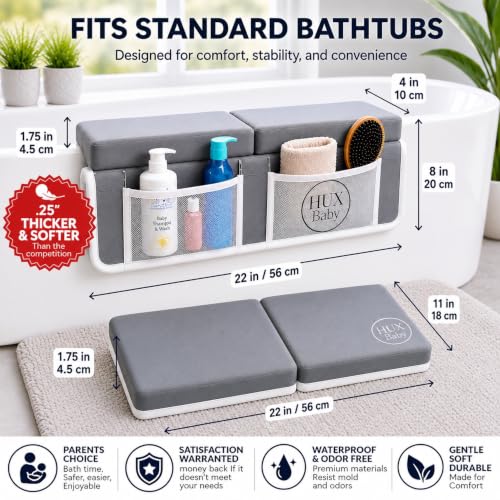 Baby Bath Kneeler and Elbow Rest Set with Storage Pockets, Non-Slip