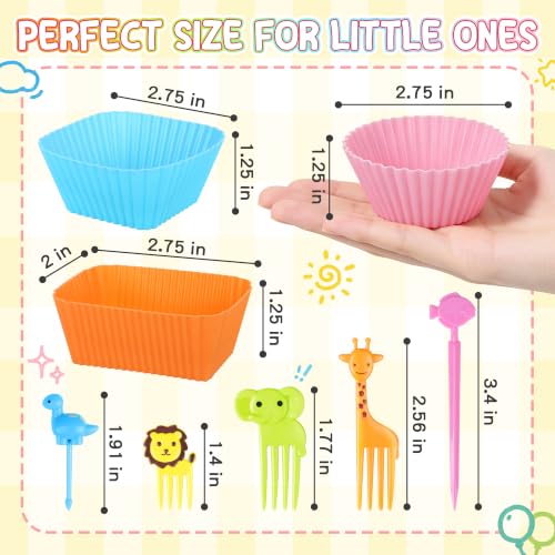 70-Piece Silicone Lunch Box Dividers and Animal Food Picks Set