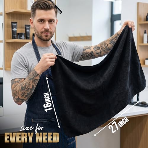 Utopia Towels Microfiber Bleach Safe Salon Towels 24 Pack, 16x27 Black