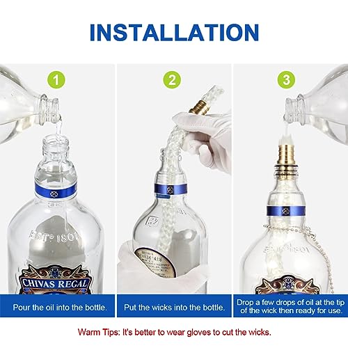 Wine Bottle Torch Wicks Kit - 3 Pack DIY Outdoor Lighting