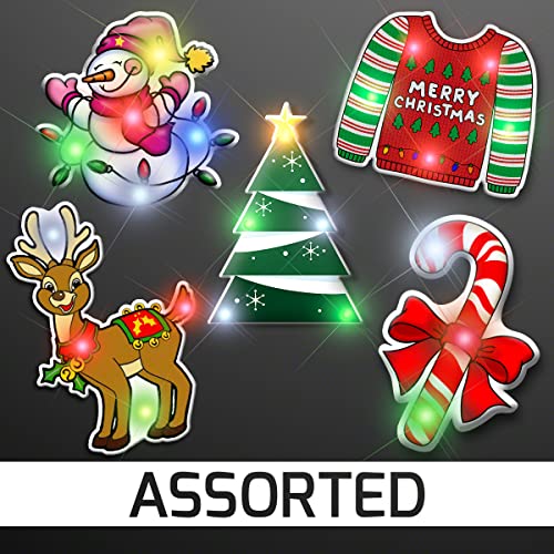 Christmas LED Lapel Pins Set of 25 - Holiday Party & Decoration Accessories