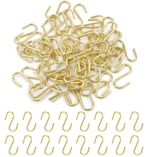 60-Pack Mini Gold S Hooks - 1 Inch Rust-Resistant Metal Storage Hooks
