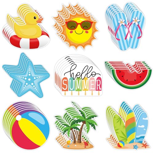 54 Pcs Summer Beach Paper Cutouts for Bulletin Board Decorations