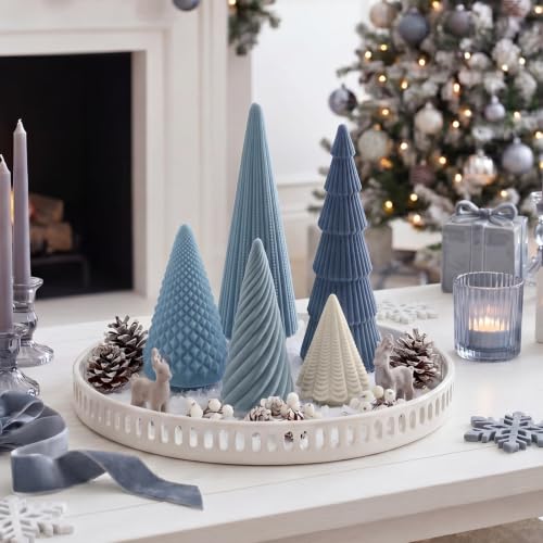 Dusty Blue 5-Pcs Velvet Christmas Cone Trees Set by Weysat (Dusty Blue Variation)