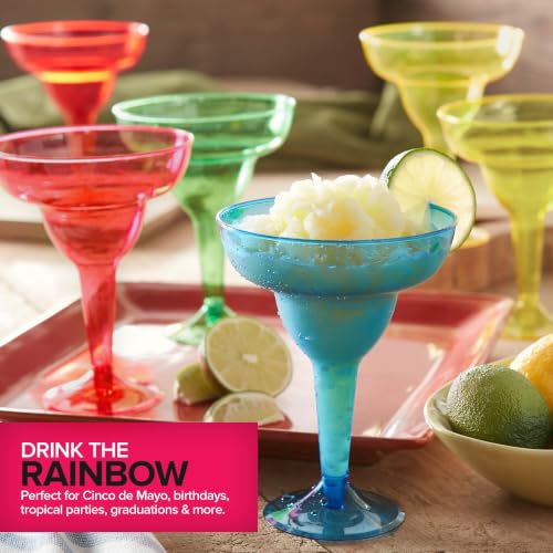 12 Pack Multicolor Disposable Margarita Glasses - 12 oz Hurricane Cups for Parties & Cocktails