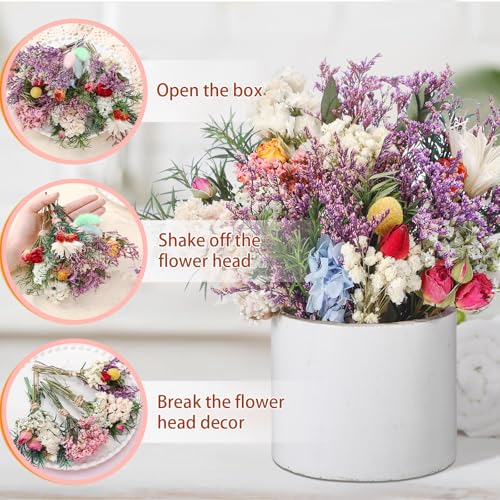 Mini Dried Flower Bouquets, Natural Small Wildflower Bundles for DIY Crafts