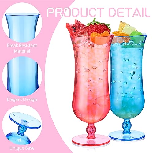 40 Pack 15oz Colorful Plastic Hurricane Glasses for Summer Parties
