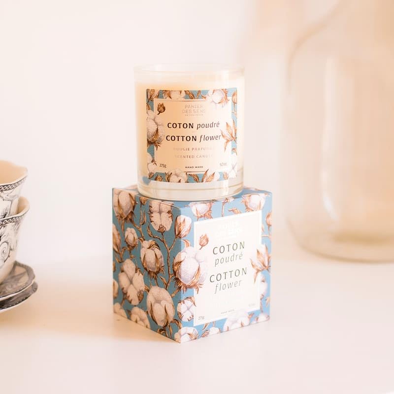 Panier des Sens Cotton Flower Scented Candle 9.7 oz – Hand-Poured Soy Wax