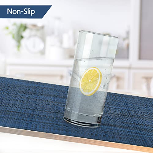 Navy Blue Vinyl Placemats Set of 4 - Heat Resistant & Washable Table Mats
