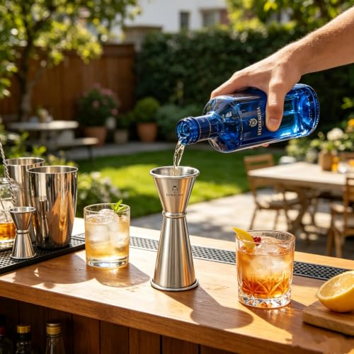 Homestia 1-Pack Silver Double Jigger for Bartending, Cocktail Measuring Cup