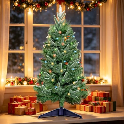 3ft Green Artificial Pre-Lit Christmas Tree with Red Berries & Ornaments - 3ft-Variation