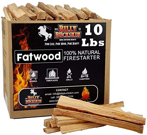 Natural Fatwood Fire Starter Sticks 10lb Box for Camping and Fireplaces