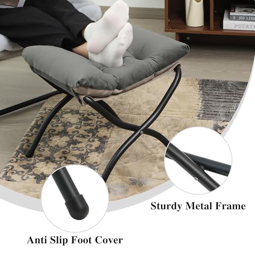 15-Inch Folding Ottoman Footrest Stool, Collapsible Padded Foot Stool
