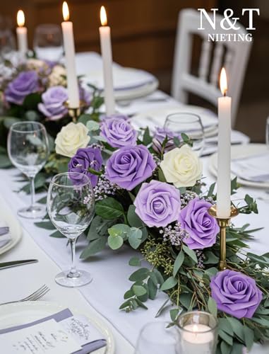 25Pcs Real Touch Artificial Foam Roses with Stems for DIY Decor