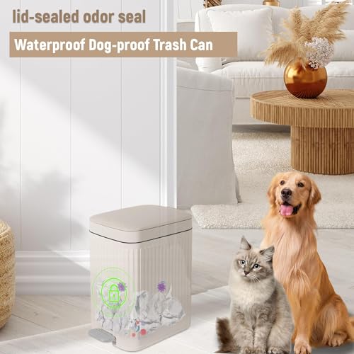 Slim Bathroom Trash Can with Lid - 1.9 Gallon Soft Close Step Garbage Can