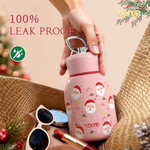 YOME Christmas Joy Pink 10oz Insulated Mini Water Bottle with Lid & Lifting Loop