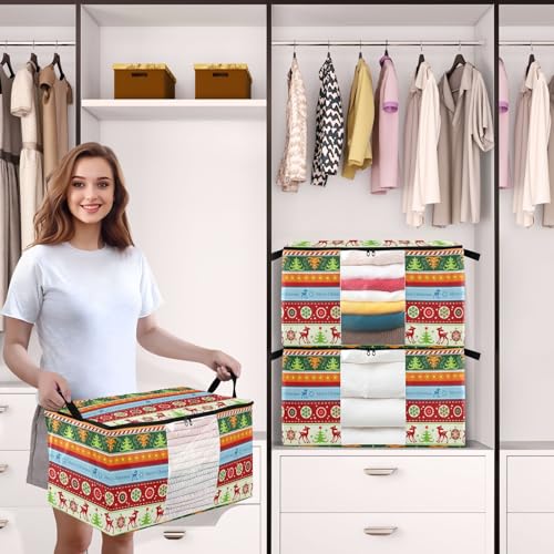 ZAZYXTJ 95L Christmas Storage Bag 60L/95L Large Capacity 2-Pack (Medium) – Foldable Clothes Organizer with Window