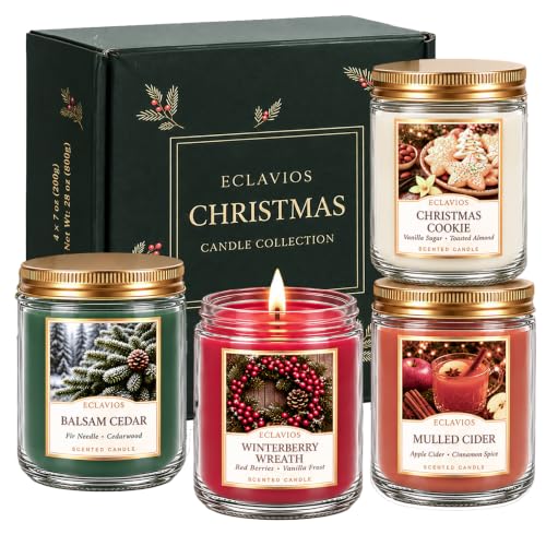 ECLAVIOS Holiday Christmas Scented Candle Gift Set - 4 Pack, Winter Scents