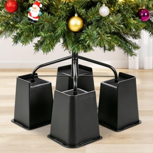 6 Inch Black Plastic Christmas Tree Risers Set of 4 | Space-Saving Holiday Decor Support