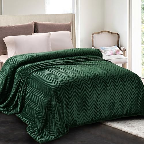 Queen Size Emerald Green Flannel Fleece Bed Blanket 90x90 Inch