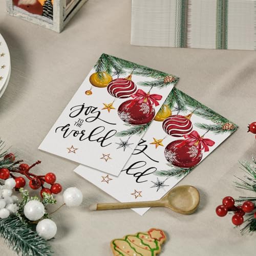 Christmas Paper Napkins 50 Pack - Festive Xmas Ball Pattern for Holiday Table Decor