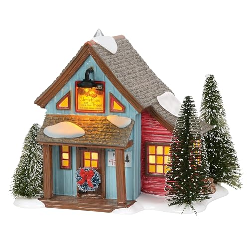 Snow Village Tree Lot Lit Building - 6.3 Inch Multicolor Holiday Decor