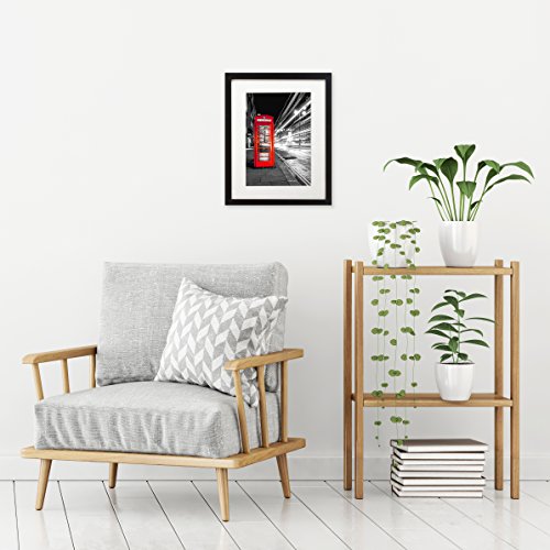 11x14 Black Picture Frame with Mat & Shatter-Resistant Glass for Wall Display