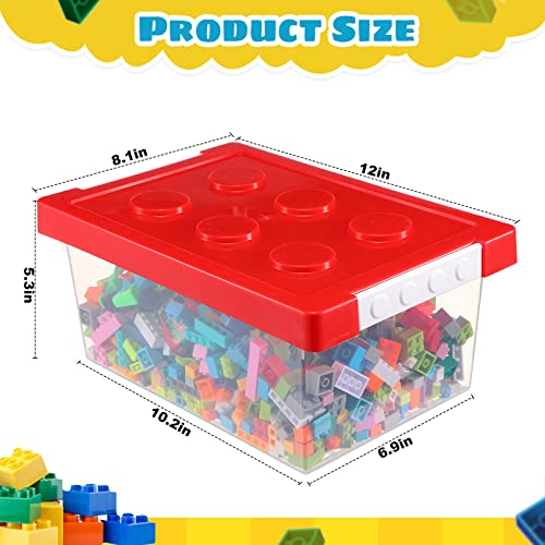 4-Pack Stackable Toy Storage Bins with Brick-Shaped Lids, Small