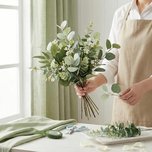 130 Pcs Artificial Mixed Eucalyptus Stems - Faux Greenery for DIY Decor