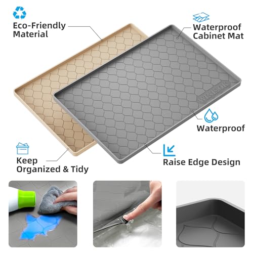 Winisok Waterproof Under Sink Mat 34" x 22" Silicone Cabinet Protector