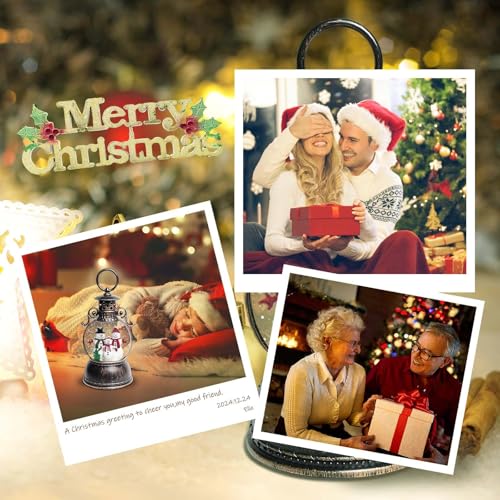 Christmas Snow Globe Lantern with Music & 6H Timer - Lighted Snowman Decor